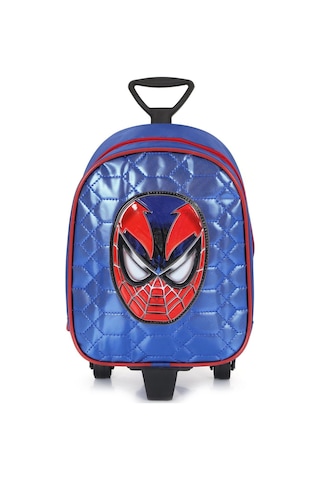 Spiderman Çekçekli Mavi Parlak Dikişli Baskılı Anaokulu Çantası