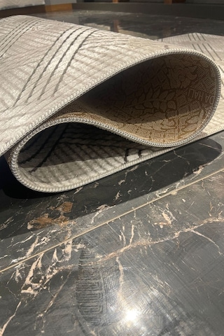 Tropikal Home Relax Konforlu Şık Dekoratif Kaymaz Tabanlı , Yıkanabilir Ve Leke Tutmaz Dört Mevsim Yolluk Gri