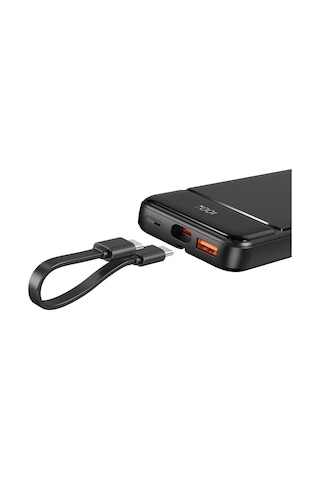 Juo MT03276 10000 Mah 22.5w Led Ekranlı Lightning Ve Type-c Kablolu Powerbank Siyah