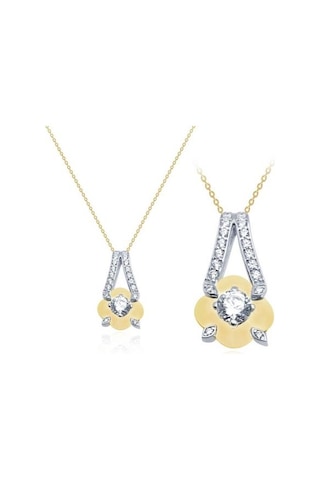 Diamond Line-Gülaylar - Sarı Beyaz Altın 14 Ayar Koleksiyon Kolye N11.25414