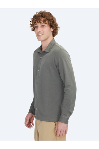 Haki Düz Regular Fit Casual Gömlek Haki