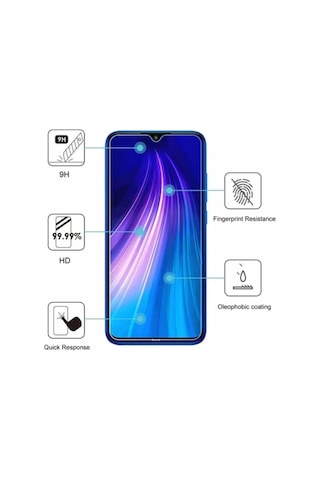 Tedar Xiaomi Redmi Note 8 Pro Uyumlu Premium Ekran Koruyucu 9h Sert Temperli Kırılmaz Cam Koruma Şeffaf Najmaddin