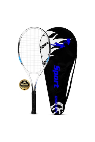 Deluxe 27 İnç Tenis Raketi Çantalı Yetişkin Tennis Racket L2 Grip 68 Cm Mavi 527