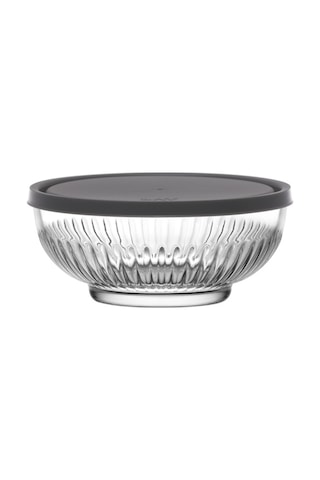 Lav Tokyo Cam Saklama Kabı Tekli Orta Boy 600 ml Yuvarlak Gri Plastik Kapaklı (Sunum Kasesi)