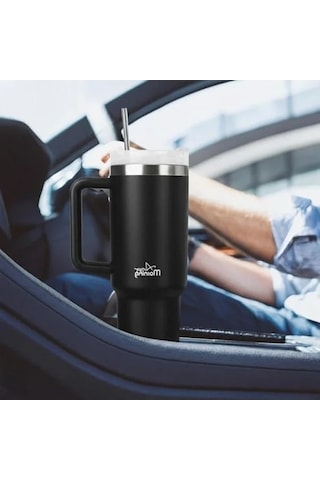 1200 Ml Kapasiteli Çift Katmanlı Çelik Termos Açık Beyaz