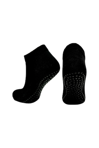 Tek Çift Likralı Kaymaz Taban Abs Silikon Baskılı Spor Aktivite ve Hac Umre Tavaf Erkek Çorap Siyah