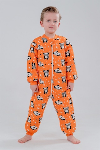 Kız Erkek Çocuk Kalın Elyaf Dolgulu 2.5 Tog Desenli Uyku Tulumu-turuncu Turuncu