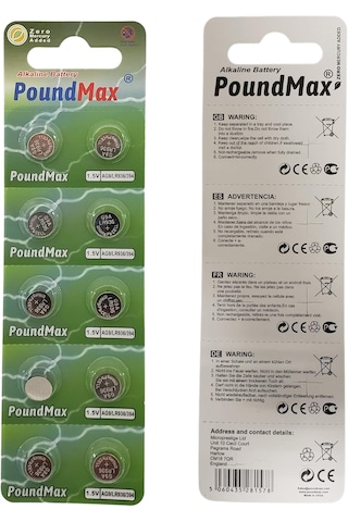 20 Adet Ag9 Lr45, Lr936, 394 1.5v - Poundmax Alkalin Düğme Piller 2x 10'lu Paket