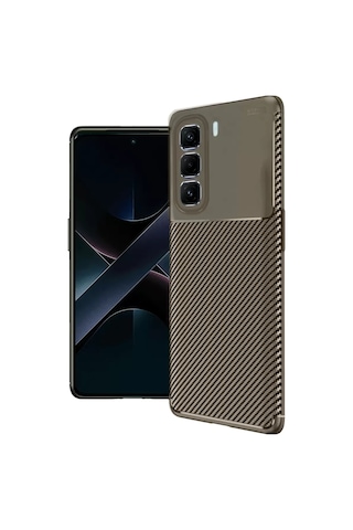 Newface İnfinix Hot 50 Pro Plus 4g Auto Focus Karbon Kapak - Kahverengi