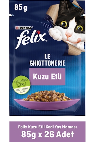 Purina Felix Pouch Kuzu Etli Yetişkin Kedi Maması 26 x 85 G