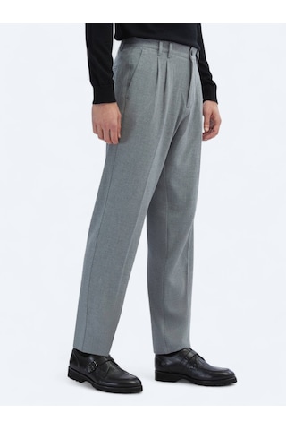 Gri Dokuma Carrot Fit Casual Pantolon Gri