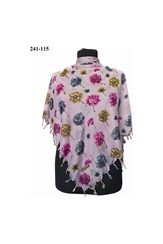 Dolce Cotton Desenli Sökme Boncuklu Eşarp 241-115 Çok Renkli