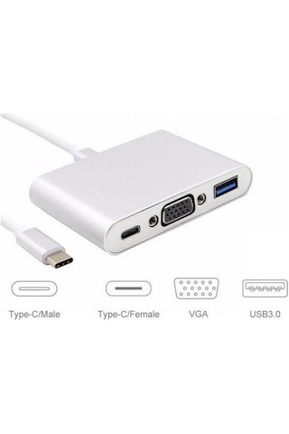 Usb 3.1 Type C To Vga Usb 3.0 4961P Çevirici Dönüştürücü Adaptor