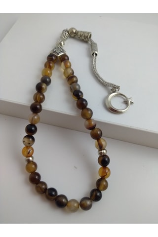 Kahve Akik Taşı Tespih / Doğaltaş Tespih 6 Mm N11.6779