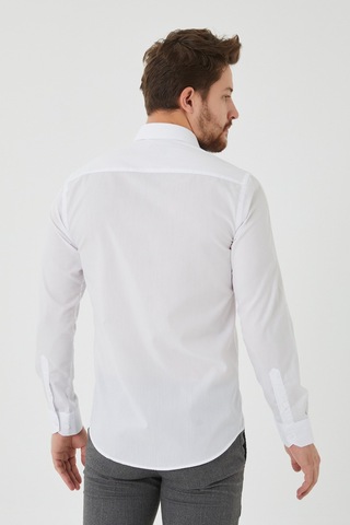 Bawcompany Slim Fit Düz Erkek Gömlek Beyaz