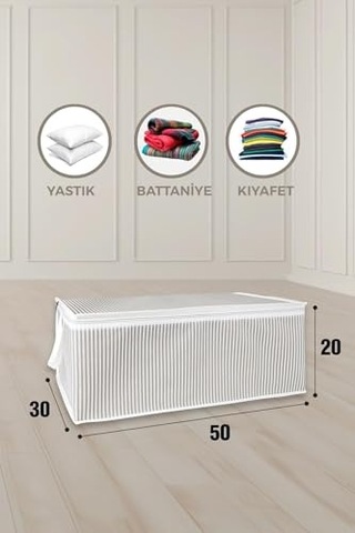 Pazar Kapısı Baza Altı Düzenleyici Kumaş Hurç 50 X 30 X 20 3 Adet Gri