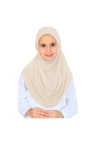 Modish Group Kız Çocuk Hazır Başörtüsü Pratik Penye Şal Tesettür Giyim Bej