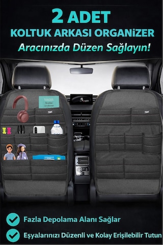 Bod Ecolux Serisi Araba Oto Koltuk Arkası Eşya Düzenleyici Araç İçi Organizer 2'li Set Siyah Bod Ecolux Serisi Araba Oto Koltuk Arkası Eşya Düzenleyici Araç İçi Organizer 2'li Set Siyah