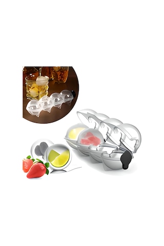 4 Lü Pratik Küre Buz Kalıbı Top Sunum Buzu Çok Renkli