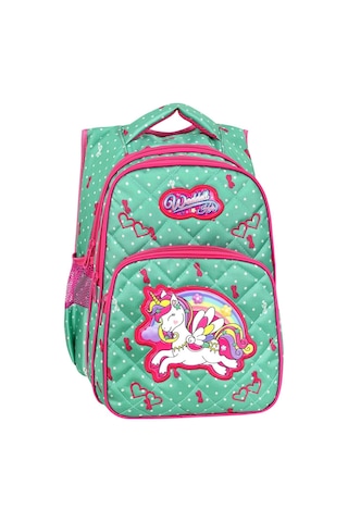 Waddell Lisansli Mint Yesili Unicorn Desenli Ilkogretim Okul Sirt Cantasi Ve Beslenme Cantasi Yeşil