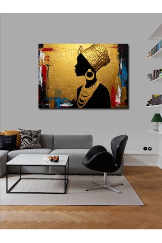 Kanvas Tablo Altın Zeminli Afrikalı Kadın