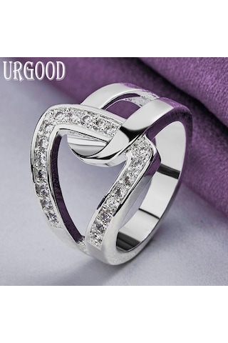 925 Ayar Gümüş Geometrik Aaa Zirkon Yüzük Moda Takı