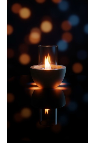 Beton Masaüstü Şömine Dumansız Dekoratif Biyoetanol Şömine + 1 Lt Yakıt Hediyeli Terra Fire Z.2