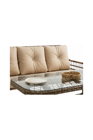 Capri Swing Pisa Üçlü Rattan Bahçe Balkon Oturma Grubu Kahve 753