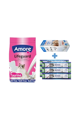 Amore Lifeguard Yavru Kedi Süt Tozu 240 G + Biberon + Ödül Sticks 2 x 3'lü