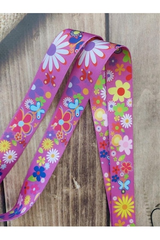 Kır Çiçekleri Pembe Kart Askısı Yaka Kartı Boyun Askı İpi Telefon Askısı Yatay Dikey Kart Koruyucu