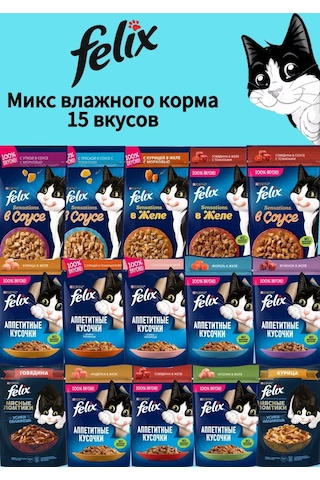 Felıx Felix Kedi Yaş Mama Karışımı, 15 Adet 242512619