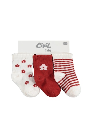 Civil Baby Flowers 3'lü 6- Bebek Kız Çorap Set Standart