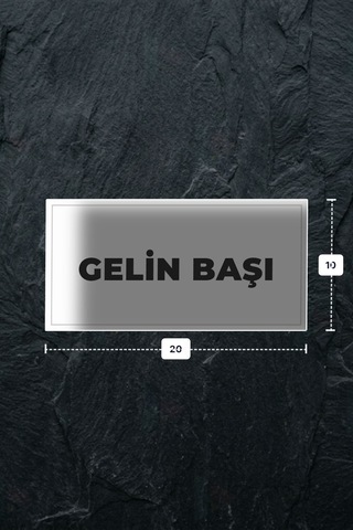 Gelın Başı Yazılı - Metal - Beyaz Renk - Kapı İsimliği - 20x10 Cm