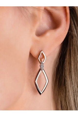 Lamponi 925 Ayar Gümüş Kaplama Küpeler, Uzun, Zirkon İle 147707833 Altın