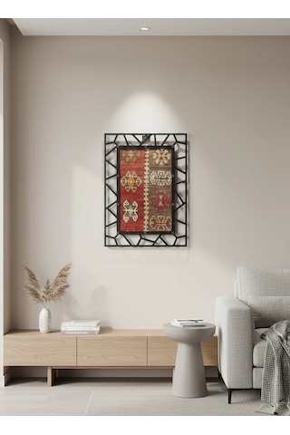 Modern Çerçeveli 60 Yıllık Antika Malatya Kilim Tablo