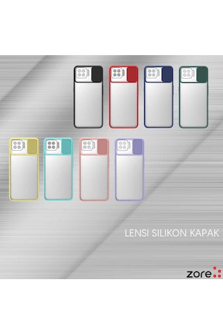 Noktaks - Oppo A73 Uyumlu - Kılıf Slayt Sürgülü Arkası Buzlu Lensi Kapak - Siyah
