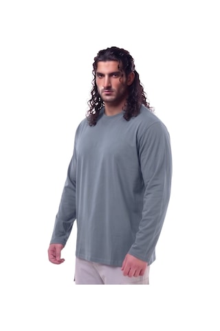Erkek Büyük Beden 115 - 155 Kilo Arası Uygun Bedenli % 100 Pamuk Uzun Kol Bisiklet Yaka Sweatshirt Gri
