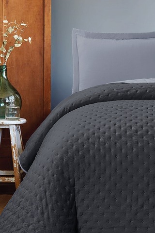 Varol Kapitoneli Çift Taraflı Yatak Örtüsü 240x260 Cm Antrasit Antrasit