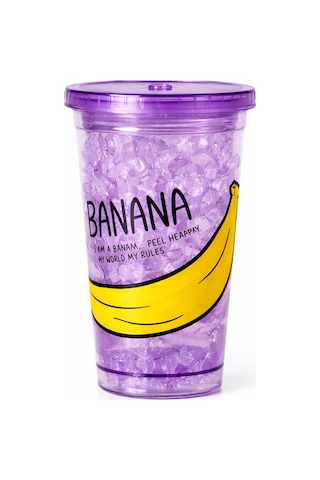 Buzlu Kırık Cam Görünümlü Smoothie Bardağı,450ml,sızdırmaz Kapaklı Soğuk İçecek Bardağı,bpa İçermez Mor