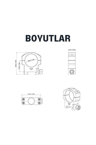 30mm Dürbün İçin Picattiny Ray Ayağı - Orta Siyah
