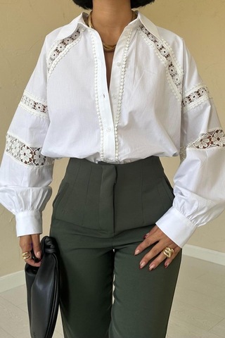 Modasize Haki Pensli Ve Dar Paça Pantolon Haki