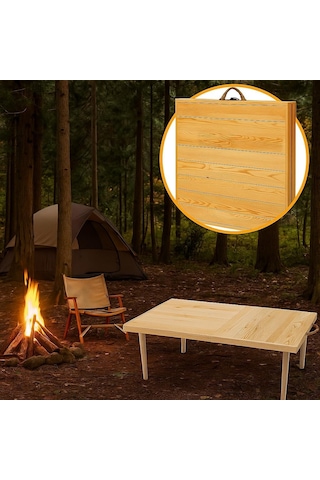 Katlanır Kamp, Piknik Ve Bahçe Masası 50x100 Cm - Ham Naturel Renk Çok Renkli