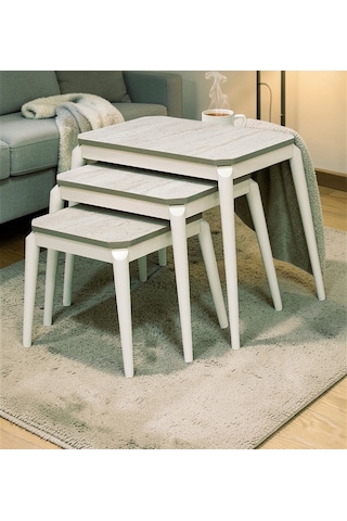 Msy Home Roma 3 Lü Pratik İç İçe Geçen Zigon,yan,orta Sehpa Mdf Modern Sehpa Takımı Bej