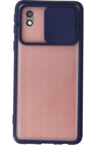 Galaxy A01 Core Kılıf Palm Buzlu Kamera Sürgülü Silikon - Lacivert