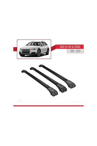 Audi A4 B9 Allroad 2016 Ve Sonrası İle Uyumlu Ace-1 Ara Atkı Tavan Barı Siyah 3 Adet Bar