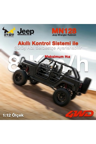 Mn Model Mn128 1/12 Jeep Wrangler Rubicon 4wd Rc Model Crawler Offroad Truck Uzaktan Kumandalı Araba Rtr Siyah+dahili Işık Seti Mn-128 7600000036349