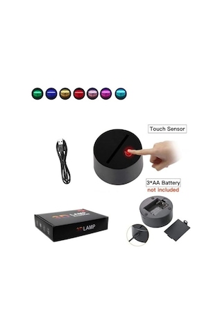 Wealthglow Renk Değiştiren 3d Dekoratif Şekilli Led Lamba - 12 Cm 799lax Siyah