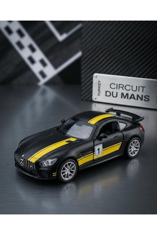 Süper Yarış Arabası Mercedes-AMG GT Çek-Bırak Açılabilir Kapılı 12 cm Oyuncak Araba Siyah