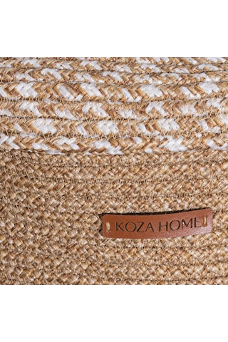 Koza Home Cesta Kapaklı El Yapımı Pamuklu Natural Bej Hasır Dekoratif Sepet