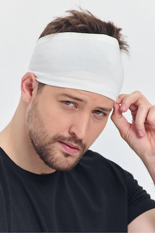 Erkek Pamuklu Penye Kaymaz Esnek Extra İnce Tarzını Yansıt Spor Ter Saç Bandı - Tek Ebat / Beyaz Beyaz